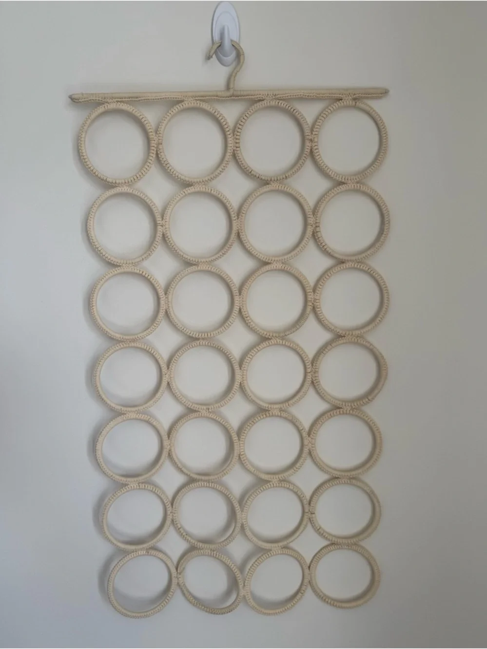 Neutral Boho Woven Wall Hanging Organizer for Scarves, Belts, and More!